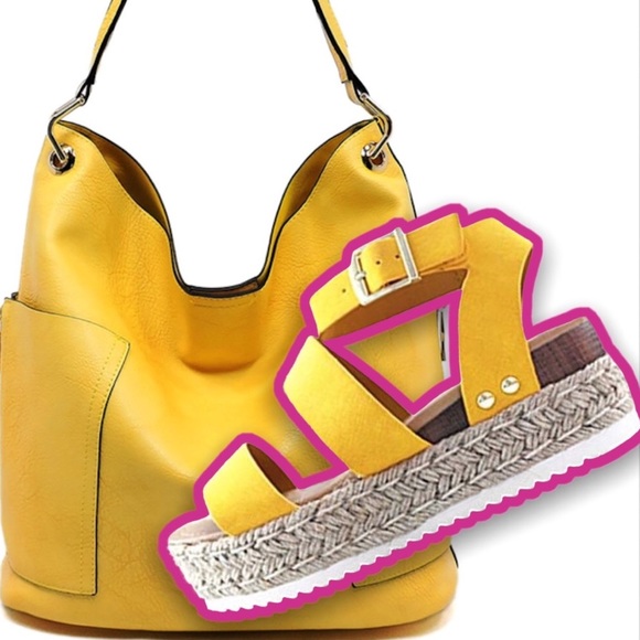 Soda Bryce Yellow Espadrille Stud Flatform Sandal - Picture 7 of 8